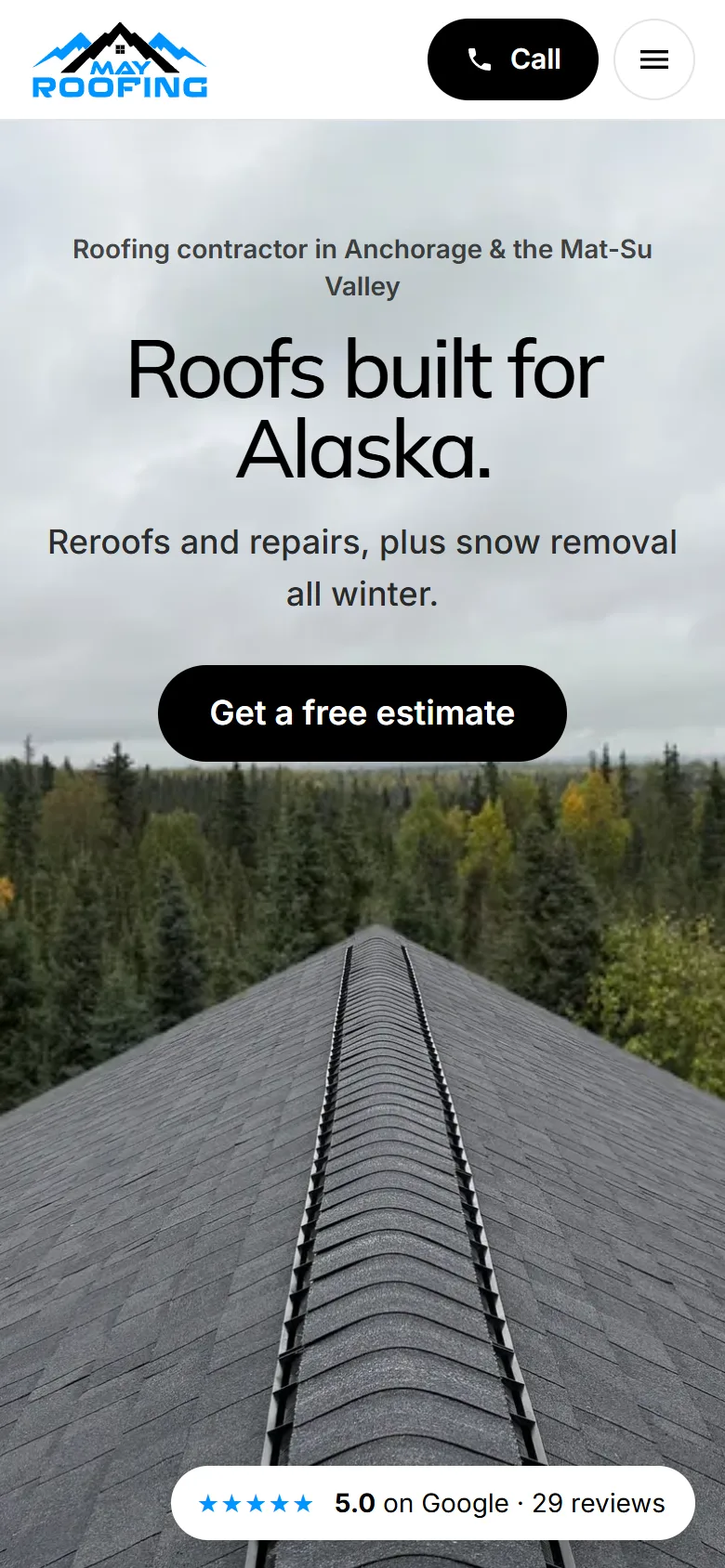 The same homepage on a phone