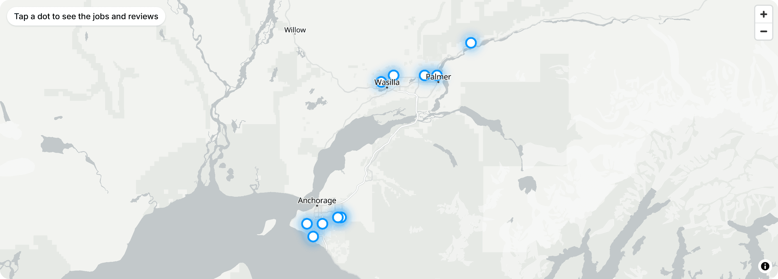 The job map on the recent projects page