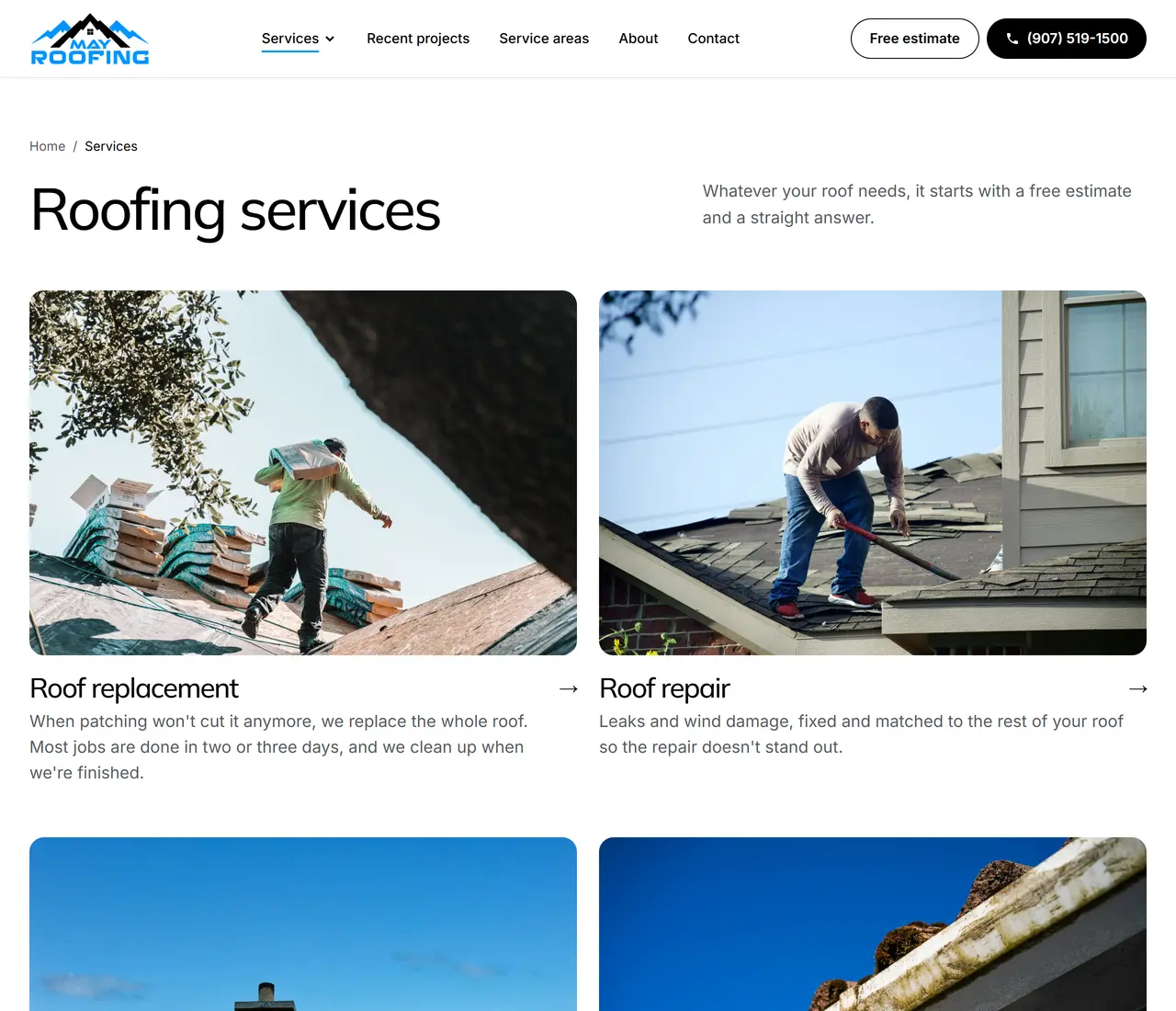 The services page